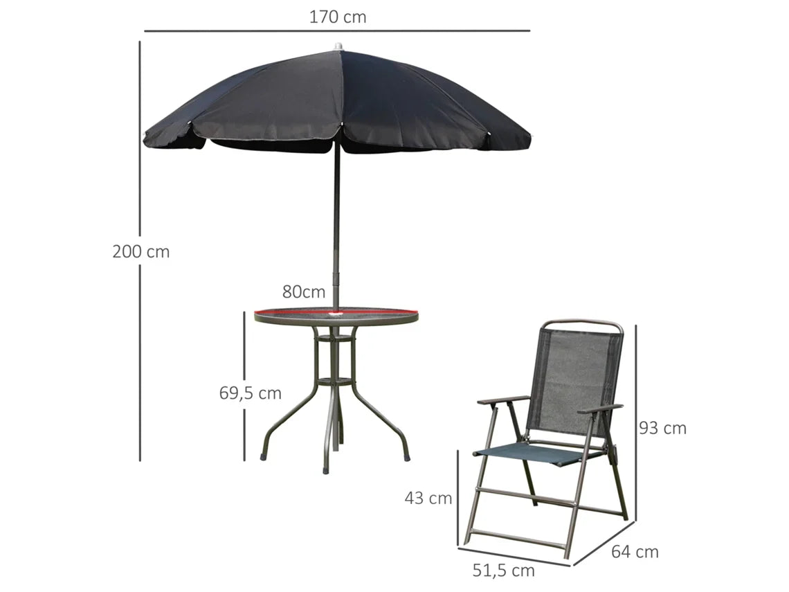 Conjunto de Móveis de Jardim Aço e Poliéster cor Negro 80x80x69.5 cm O