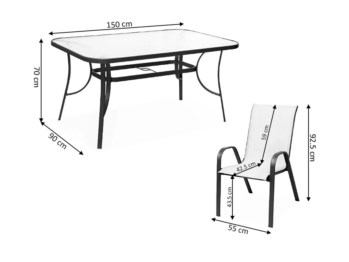 Mesa de Vidro Temperado Hc + 6 Cadeiras. Móveis De Jardim E Terraço, M